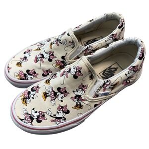 Vans x Disney Minnie‎ Mouse Slip-On Sneakers | Cream Print | Women's 6